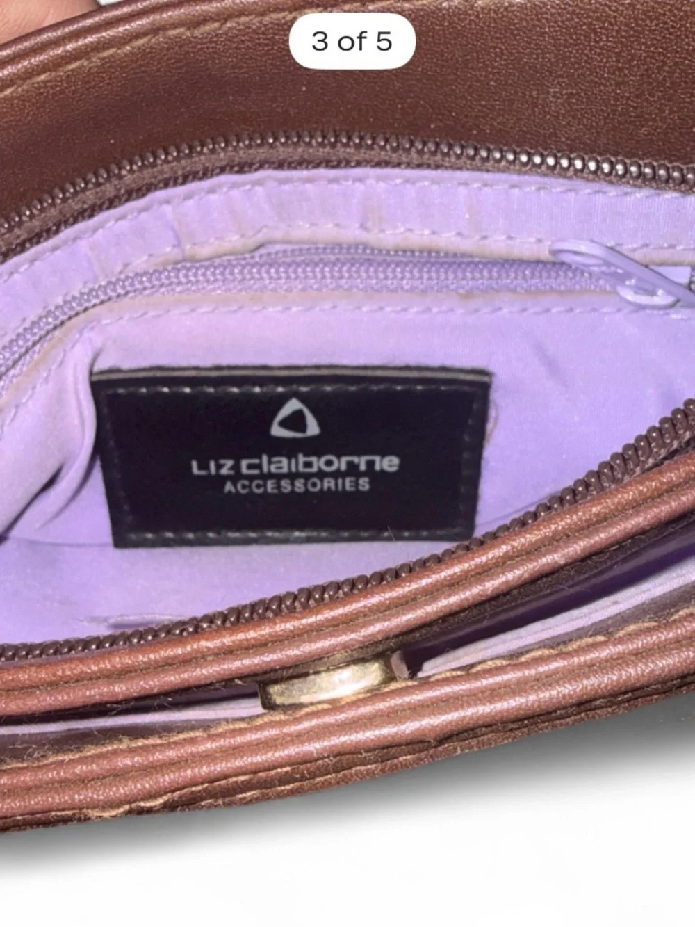 Vintage Liz Claiborne Canvas Striped Brown Handle Women’s Bag